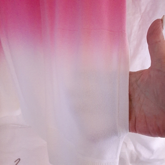 Lands End Pink Ombre Open Sweater cardigan jacket with pockets Sz Large NWOT - Picture 6 of 9